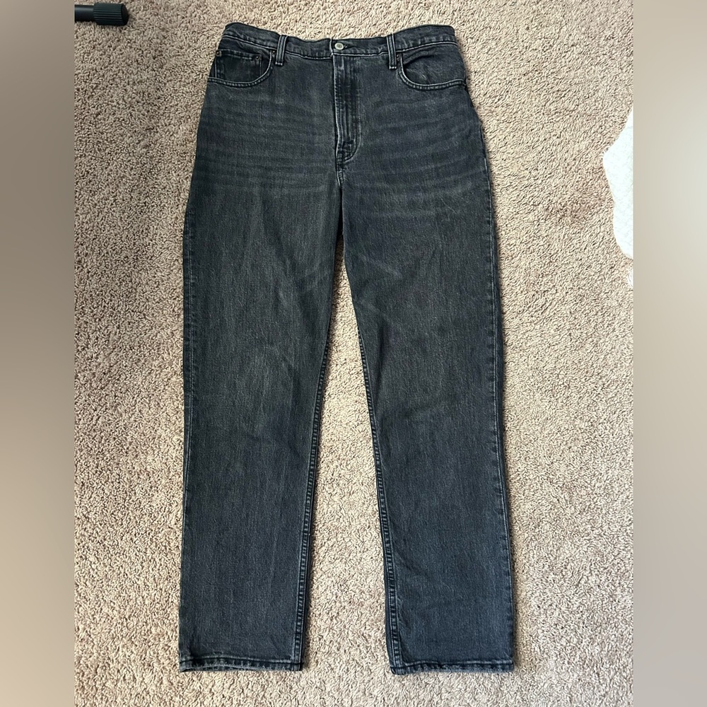 Abercrombie & Fitch The 90s Straight Ultra High Rise size 30|10R Black Like New